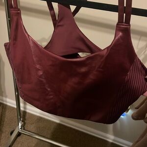 Fabletics sports bra leather texture